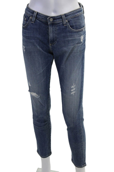 Adriano Goldschmied Womens Ankle Cropped Mid Rise Jeans Blue Button Size 30