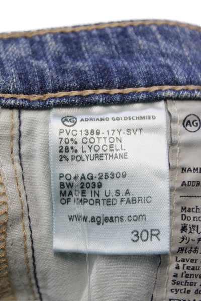 Adriano Goldschmied Womens Ankle Cropped Mid Rise Jeans Blue Button Size 30