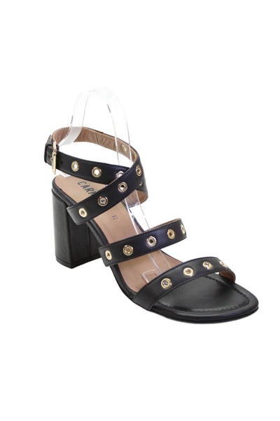 Carmens Womens Leather Black Moon Grommet Detail Heels Black Size EUR 40