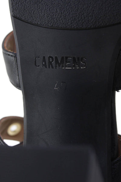Carmens Womens Leather Black Moon Grommet Detail Heels Black Size EUR 40