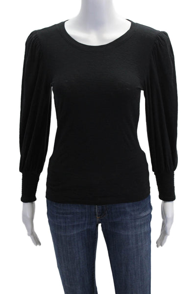 Nation LTD Womens Pima Cotton Tee Black Long Sleeve Size XS