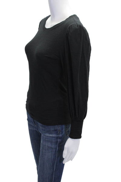 Nation LTD Womens Pima Cotton Tee Black Long Sleeve Size XS