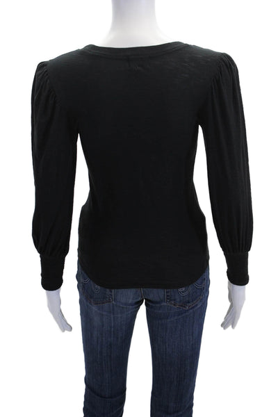 Nation LTD Womens Pima Cotton Tee Black Long Sleeve Size XS