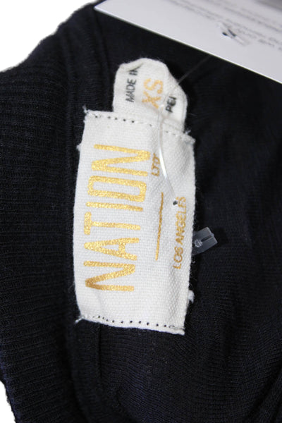 Nation LTD Womens Pima Cotton Tee Black Long Sleeve Size XS
