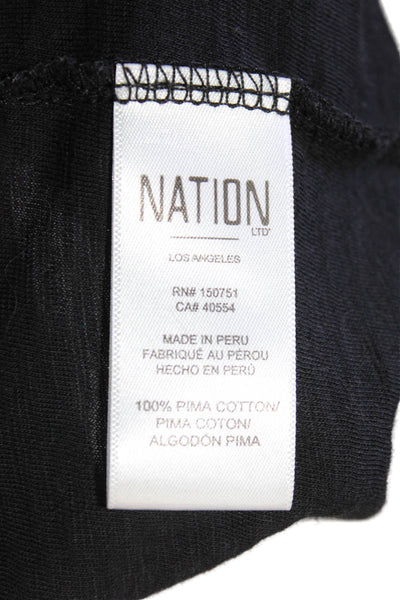 Nation LTD Womens Pima Cotton Tee Black Long Sleeve Size XS