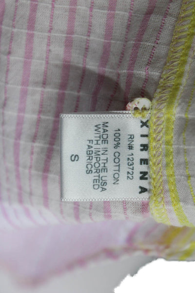 Xirena Womens Striped Collared Cotton Button-Up Shirt Pink Long Sleeve Size S