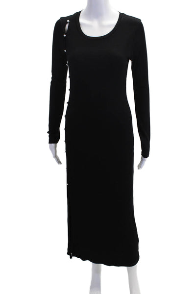 LNA Womens Black Maxi Sweater Dress Long Sleeve Round Neck Gothic Size S