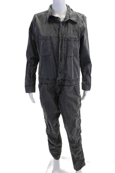 NSF Unisex Coverall Jumpsuit Dark Gray Cotton Collared Long Sleeve Size S