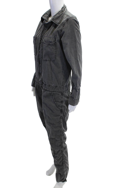 NSF Unisex Coverall Jumpsuit Dark Gray Cotton Collared Long Sleeve Size S