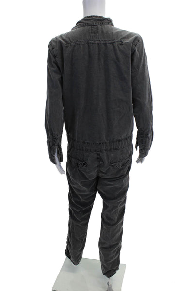 NSF Unisex Coverall Jumpsuit Dark Gray Cotton Collared Long Sleeve Size S
