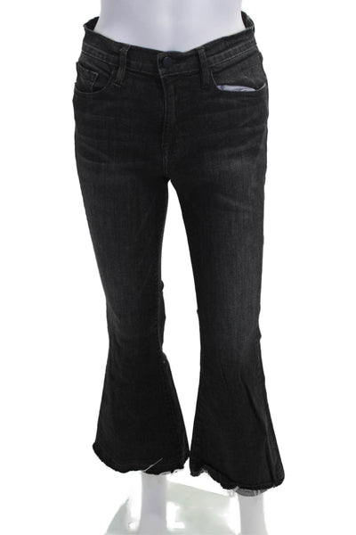Frame Denim Womens Black Bootcut Cropped Flared Jeans Size 27