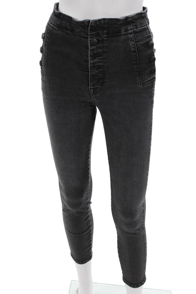 J Brand Womens Ankle Skinny Jeans Dark Gray Mid Rise Button 28 Inseam Size 26