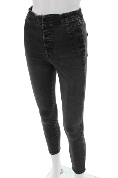 J Brand Womens Ankle Skinny Jeans Dark Gray Mid Rise Button 28 Inseam Size 26
