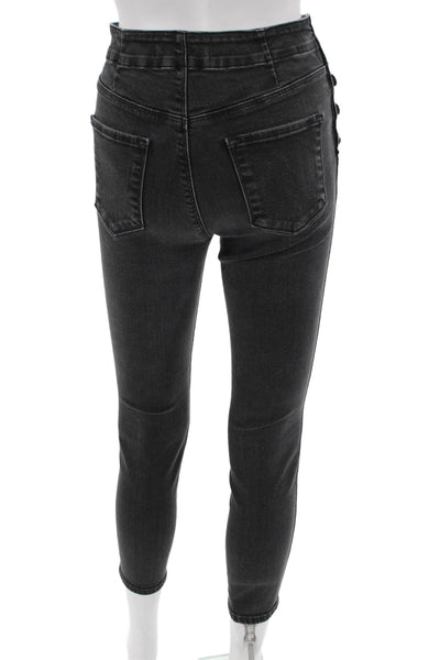 J Brand Womens Ankle Skinny Jeans Dark Gray Mid Rise Button 28 Inseam Size 26