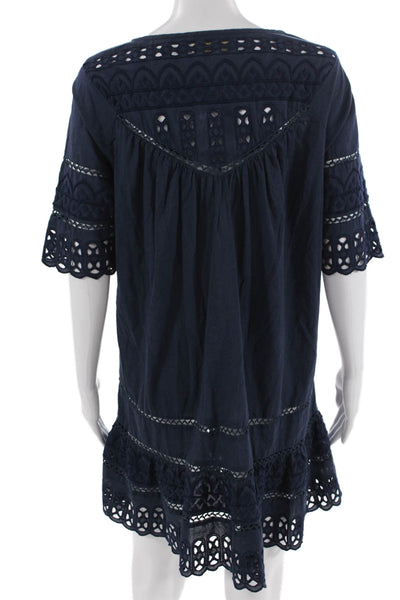 Love Sam Womens Shift Dress Dark Blue 3/4 Sleeve Round Neck Size XS