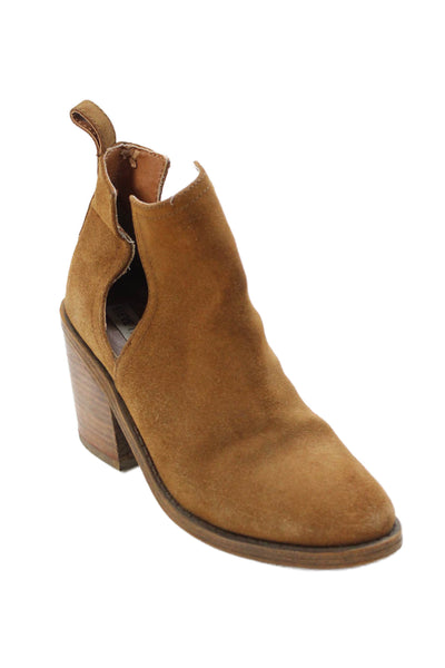 Steve Madden Womens Suede Pointed Toe Boots Ankle Boots Brown Size 6.5M