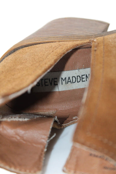 Steve Madden Womens Suede Pointed Toe Boots Ankle Boots Brown Size 6.5M