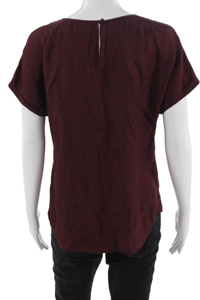 Boden Women Basic Purple Short Sleeve Round Neck Blouse Size 6