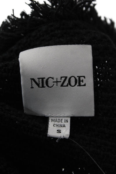 Nic + Zoe Women Classic Black Button Jacket Long Sleeve Crew Neck Size S