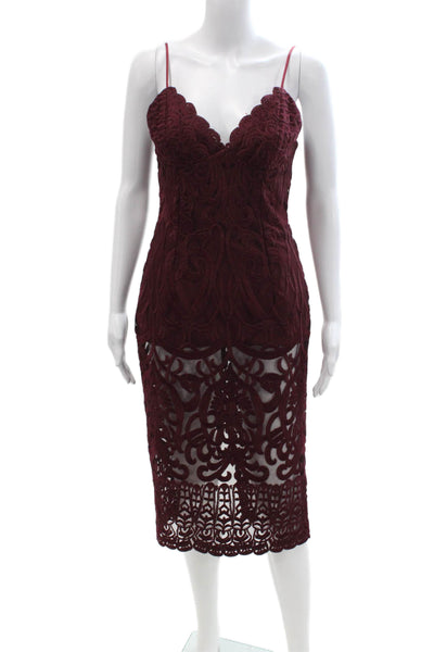 Bardot Womens Bodycon Slip Dress Red V-Neck Knee Length Nylon Zip Size 6
