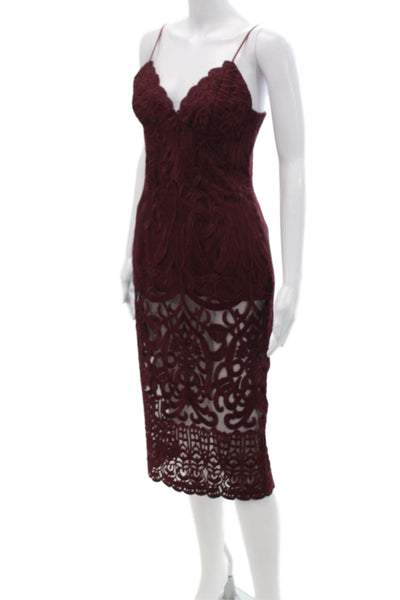 Bardot Womens Bodycon Slip Dress Red V-Neck Knee Length Nylon Zip Size 6