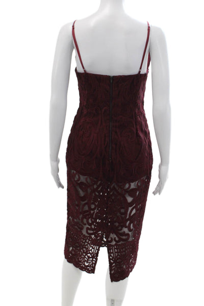 Bardot Womens Bodycon Slip Dress Red V-Neck Knee Length Nylon Zip Size 6