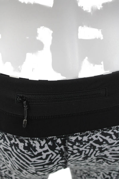 Lululemon Womens Capri Cropped Graphic Print Black Leggings Zip Size 4