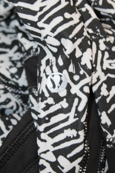 Lululemon Womens Capri Cropped Graphic Print Black Leggings Zip Size 4