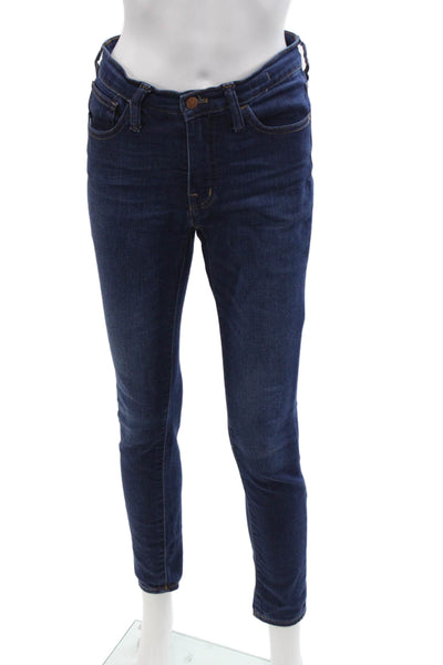 Madewell Womens Ankle Skinny Jeans Dark Blue Button Mid Rise Size 25