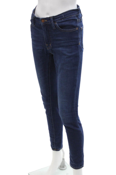 Madewell Womens Ankle Skinny Jeans Dark Blue Button Mid Rise Size 25