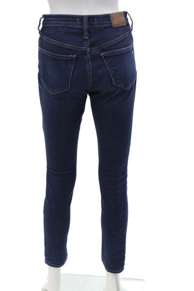 Madewell Womens Ankle Skinny Jeans Dark Blue Button Mid Rise Size 25