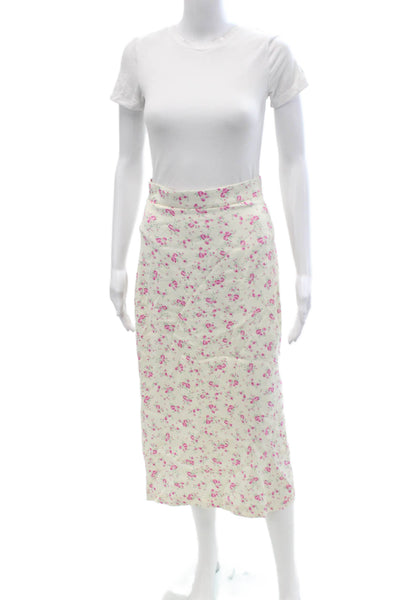 Zara Women Floral Yellow Midi Skirt Knee Length Polyester Size XS
