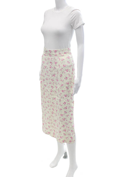 Zara Women Floral Yellow Midi Skirt Knee Length Polyester Size XS