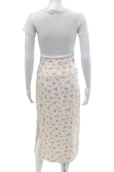 Zara Women Floral Yellow Midi Skirt Knee Length Polyester Size XS