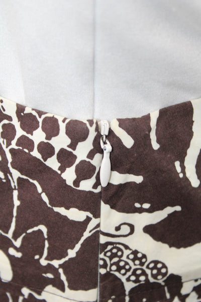 Trina Turk Women A-Line Flare Floral Brown Acetate Knee Length Skirt Size 0
