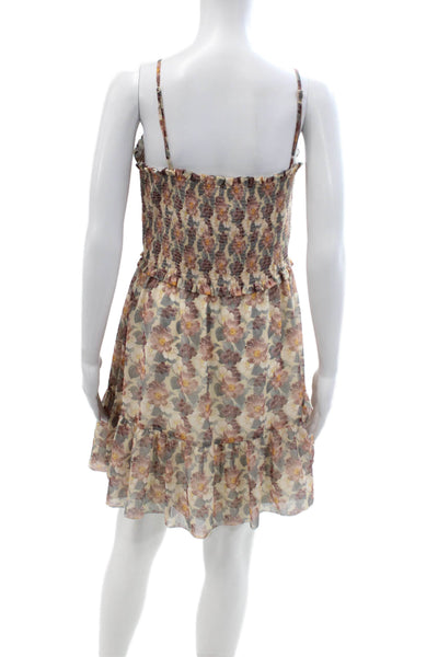 Wilfred Womens Sundress Mini Beige Floral Sleeveless Square Neck Size L