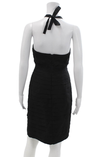 Theia Womens Black Bodycon Pencil Dress Sleeveless Tie Size 0