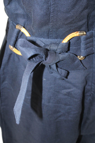 J. Mclaughlin Women Sleeveless V-Neck Jumpsuit Dark Blue Lyocell Linen Size 4