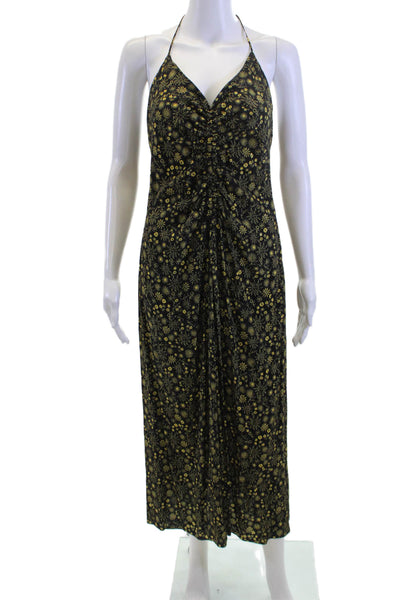 Sandro Womens Maxi Slip Dress Black Floral V-Neck Viscose Sleeveless Size 38