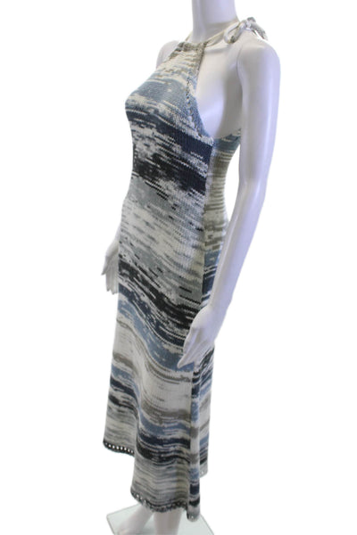 Zara Womens Sweater Maxi Dress Black High Neck Sleeveless Tie Acrylic Size S