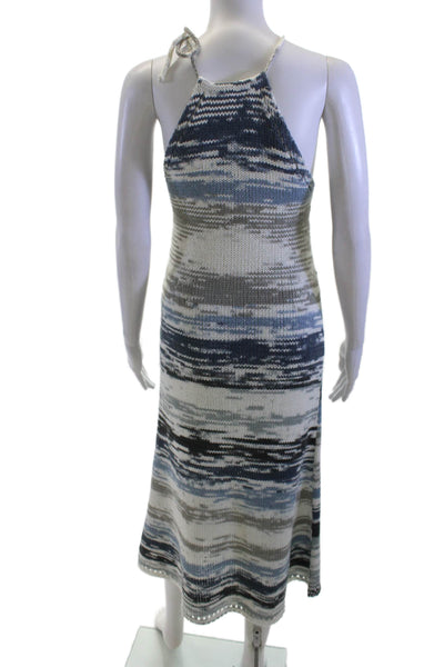 Zara Womens Sweater Maxi Dress Black High Neck Sleeveless Tie Acrylic Size S