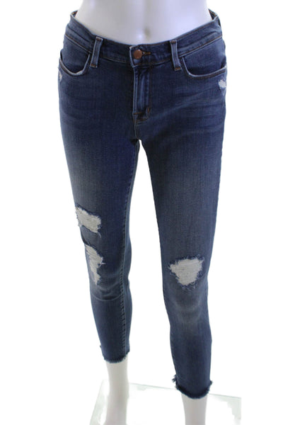 J Brand Women Ankle Cropped Skinny Jeans Dark Blue Size 27