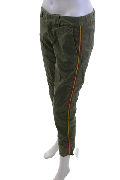 Nili Lotan Women Cropped Ankle Striped Green Pants Size 2