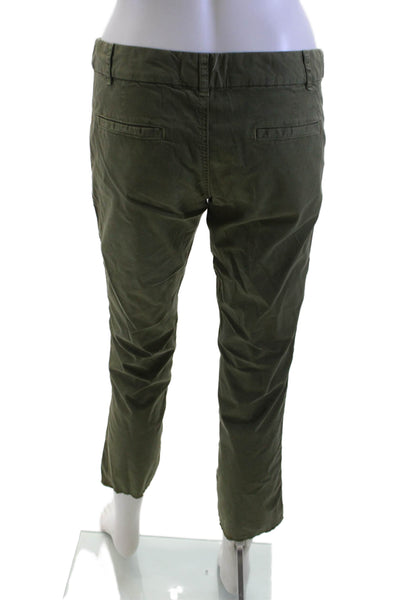 Nili Lotan Women Cropped Ankle Striped Green Pants Size 2