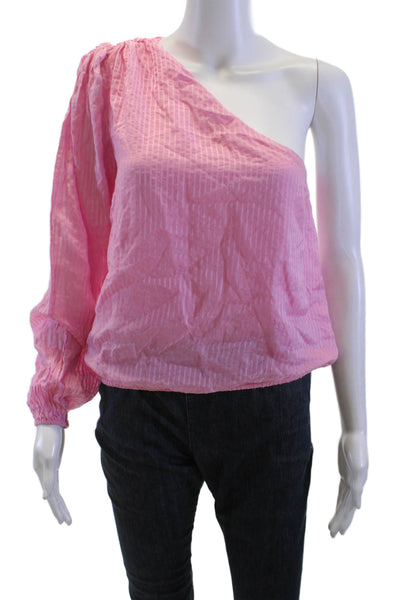 Cami NYC Women Pink Striped Cotton Silk Boho Long Sleeve Blouse Size XS