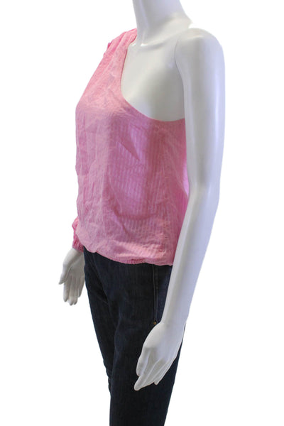 Cami NYC Women Pink Striped Cotton Silk Boho Long Sleeve Blouse Size XS