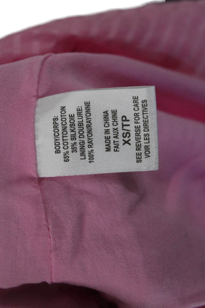 Cami NYC Women Pink Striped Cotton Silk Boho Long Sleeve Blouse Size XS