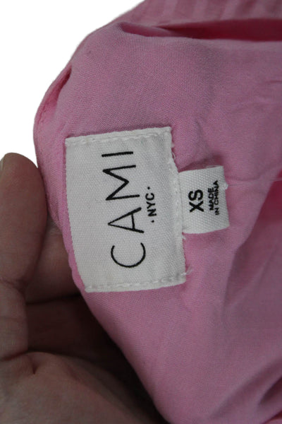 Cami NYC Women Pink Striped Cotton Silk Boho Long Sleeve Blouse Size XS