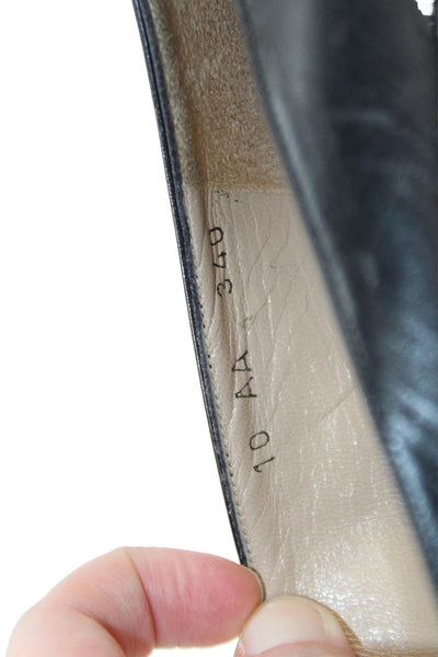Salvatore Ferragamo Womens Leather Woven Toe Pumps Black Size 10 AA