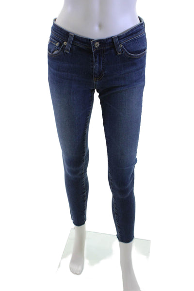 AG Adriano Goldschmied Women Ankle Skinny Jeans Dark Blue Mid Rise Size 27